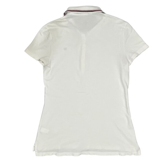 Tommy Hilfiger Women's White Polo Shirt Size S Preppy Y2K Flag Logo Classic Fit - Picture 10 of 10